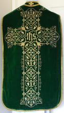 Green Antique Roman High Mass Set of Vestments 8446